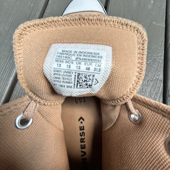 Converse Men's Chuck Taylor All Star Leather Sneaker Tan High Top Size M 13/W 15 - Picture 7 of 8